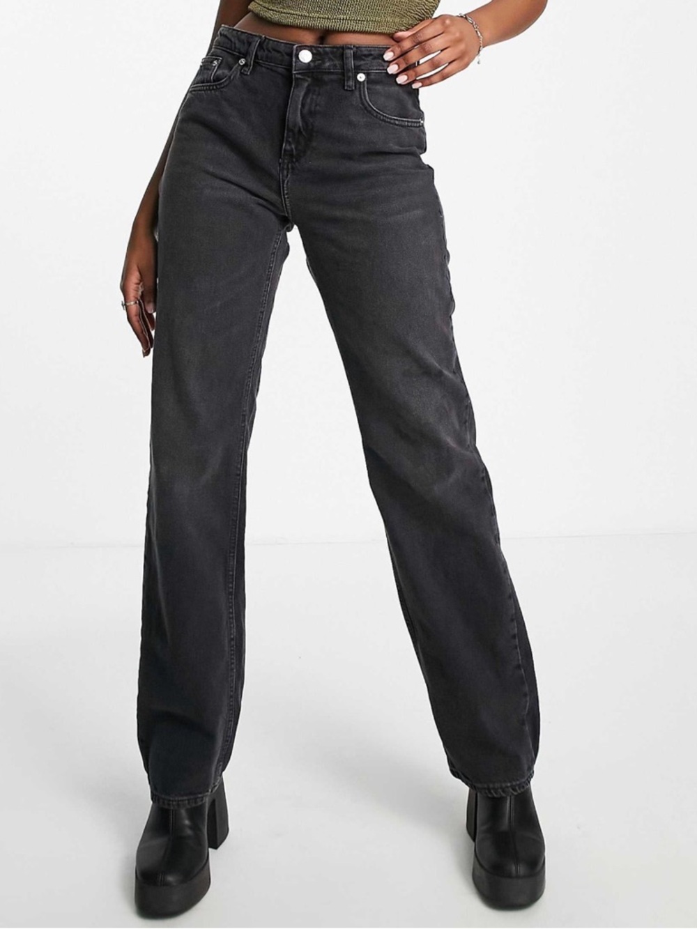 ONLY Black Washed High-Rise Jeans